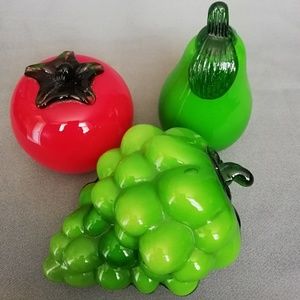 MuranoGlassLike Fruit Mid Century Tomato Pear and Grapes Vintage Glossy Finished